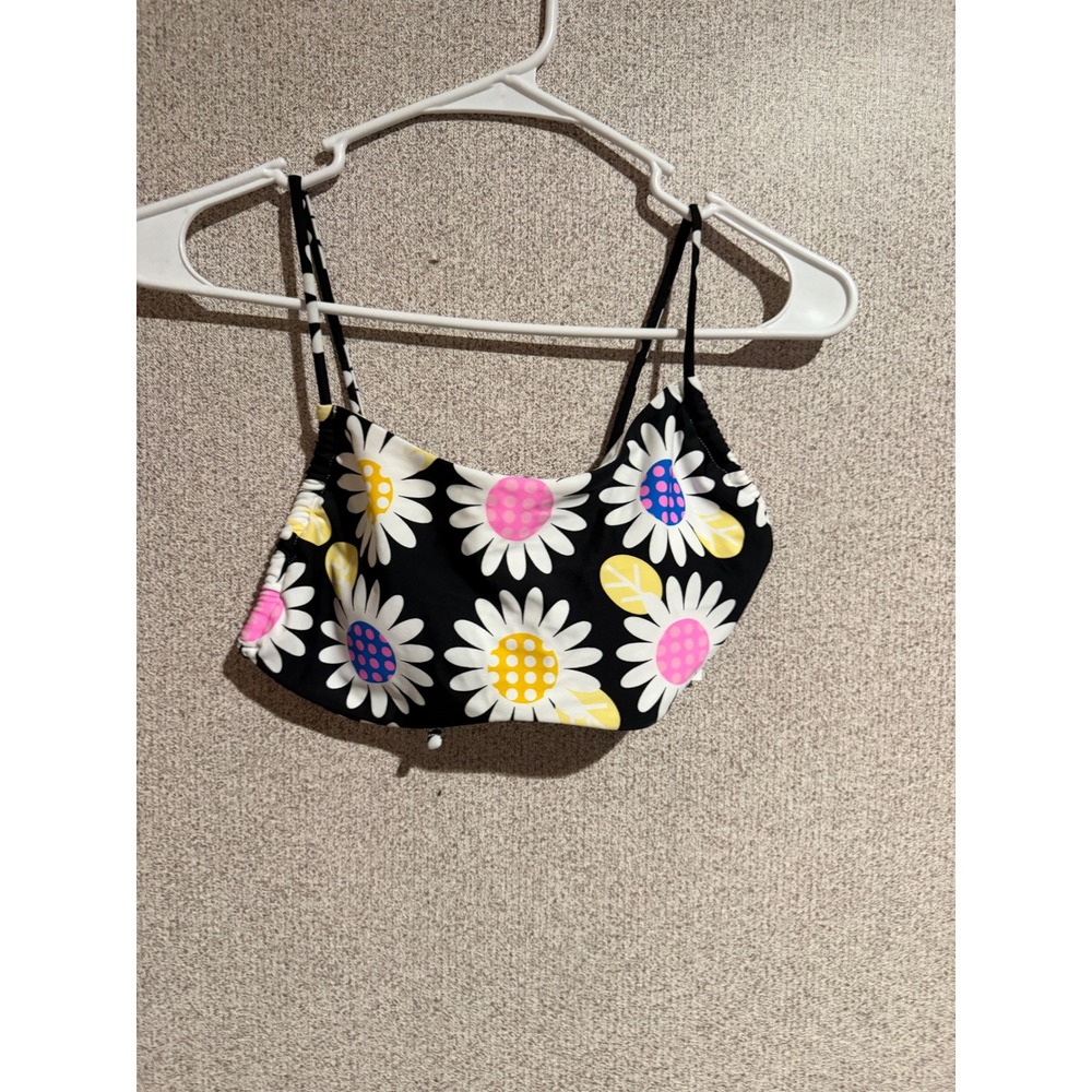 Zumiez Lizzie Daisy Bralette Bikini Top Black Floral Print Size Small NWT